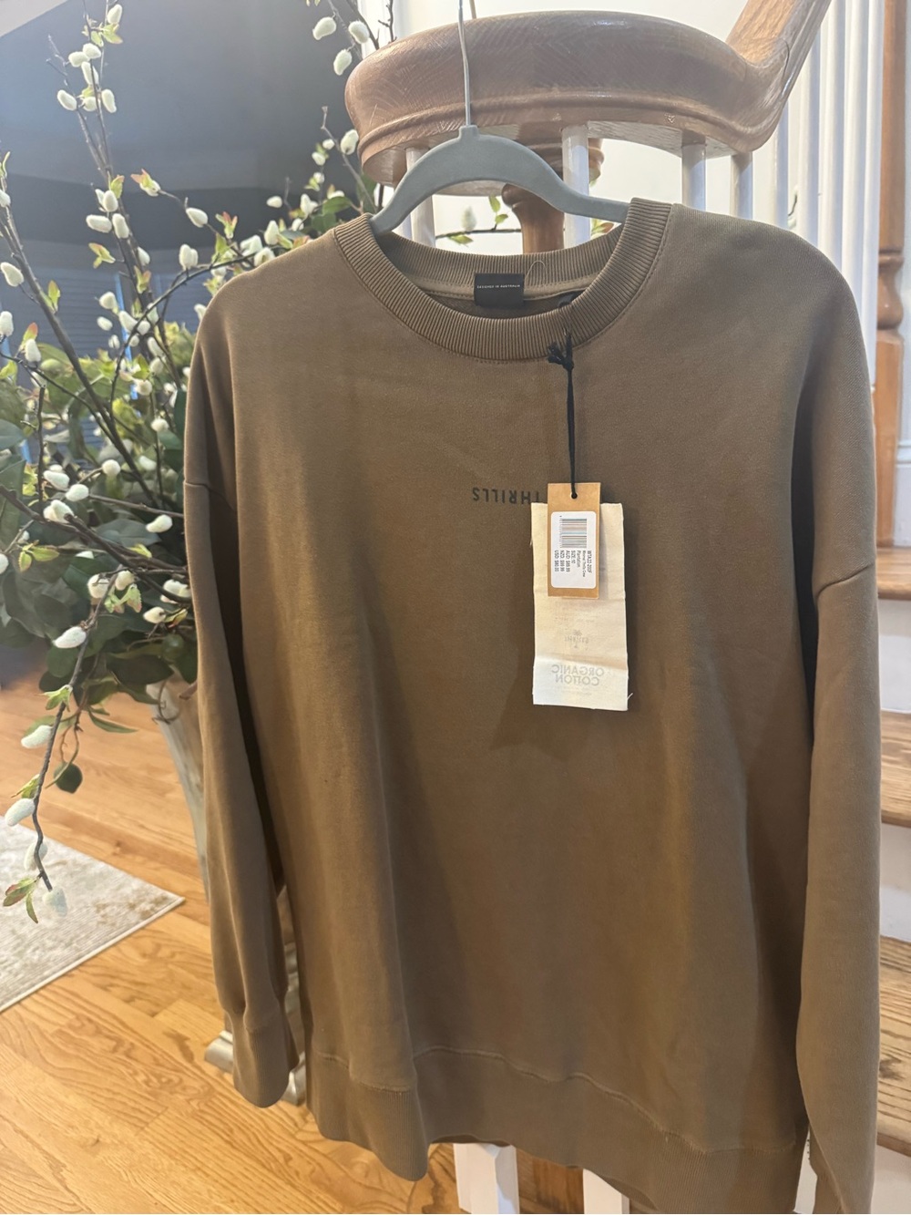 NWT - Thrills Organic Cotton Olive Crewneck Sweatshirt